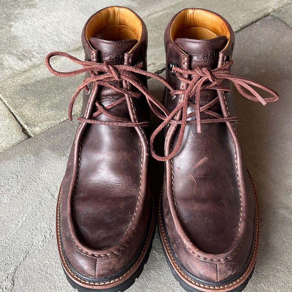 MEN’s SPERRY TOPSIDER ORIGINAL CHUKKA BROWN LEATHER BOOT SIZE 12